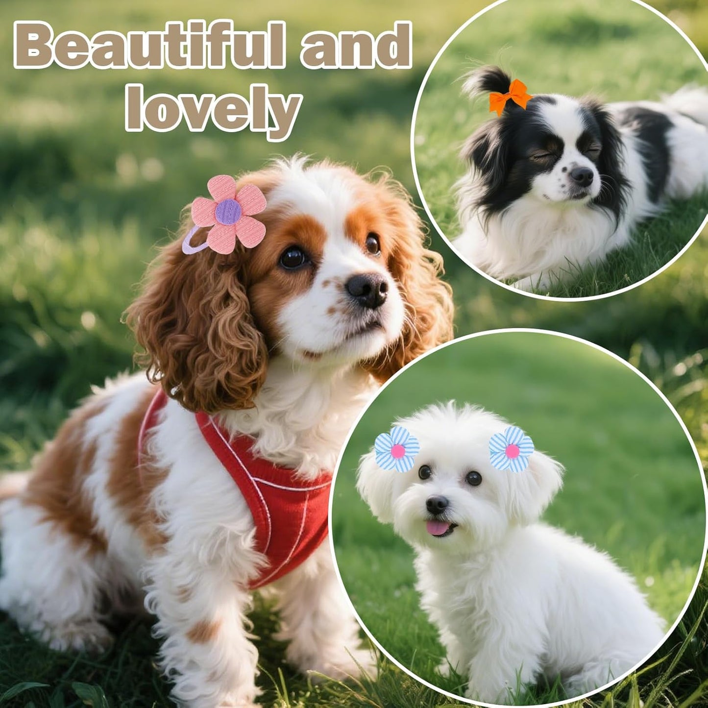 100 Pcs Dog Hair Bows, Assorted Bow Flower Dog Clips for Dog Cat Hair Grooming Accessories, Puppy Cute Apparel Bows for Small Medium Dog Daily Use and Birthday Pets Gift