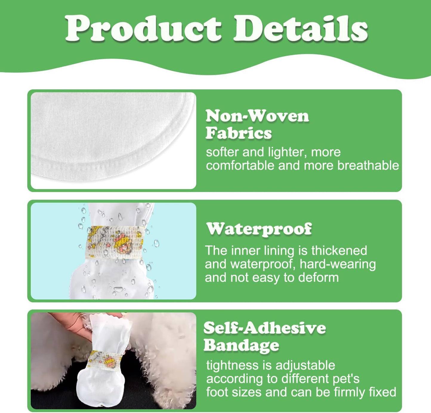 20pcs Disposable Dogs Cats Pets Shoes Boots Paws Protectors Stop Licking, Waterproof Dog Foot Claws Cover with Self-Adhesive Bandage, Comfortable Pet Socks for Injured Paws Recovery (Large 15-50 lb)