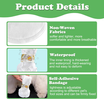 20pcs Disposable Dogs Cats Pets Shoes Boots Paws Protectors Stop Licking, Waterproof Dog Foot Claws Cover with Self-Adhesive Bandage, Comfortable Pet Socks for Injured Paws Recovery (Large 15-50 lb)