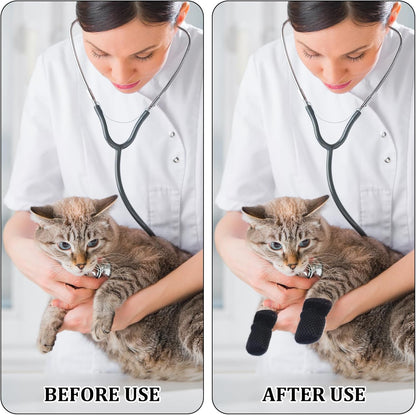 4 PCS Cat Booties, Cat Mittens to Prevent Scratching, Mesh Breathable Shoes are Adjustable, Suitable for Bathing, Feeding and Trimming Nails (M, Black)