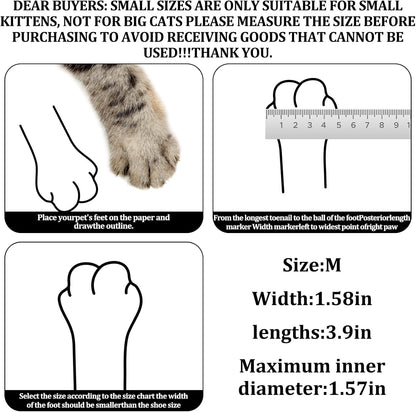 4 PCS Cat Booties, Cat Mittens to Prevent Scratching, Mesh Breathable Shoes are Adjustable, Suitable for Bathing, Feeding and Trimming Nails (M, Black)