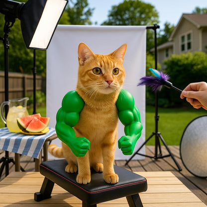 2 Pack Cat Kitten Clothes Costume - Pet Halloween Muscle Arms Costumes Outfits for Cats - Muscular Biceps Apparel