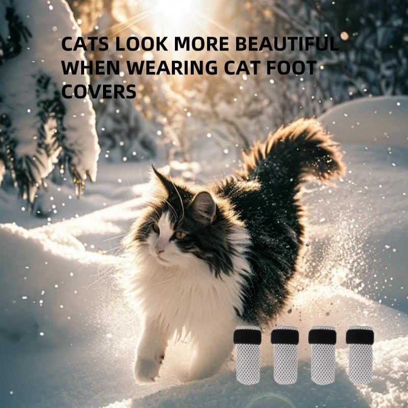 4 PCS Socks to Prevent Licking Paws Cat Claw Caps Booties and Paw Protectors for Hardwood Floors Anti Slip Hot Pavement Grippy Senior Grip Boot Zapatos para Perros Scratching Small Cats Mittens Shoes