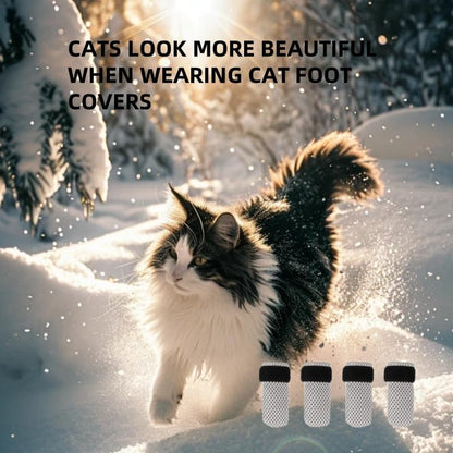 4 PCS Socks to Prevent Licking Paws Cat Claw Caps Booties and Paw Protectors for Hardwood Floors Anti Slip Hot Pavement Grippy Senior Grip Boot Zapatos para Perros Scratching Small Cats Mittens Shoes