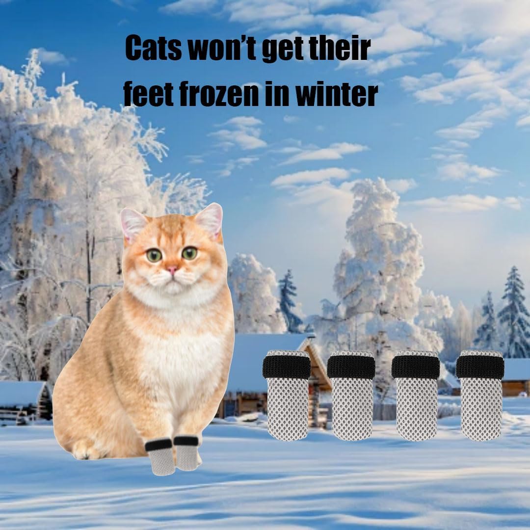 4 PCS Socks to Prevent Licking Paws Cat Claw Caps Booties and Paw Protectors for Hardwood Floors Anti Slip Hot Pavement Grippy Senior Grip Boot Zapatos para Perros Scratching Small Cats Mittens Shoes