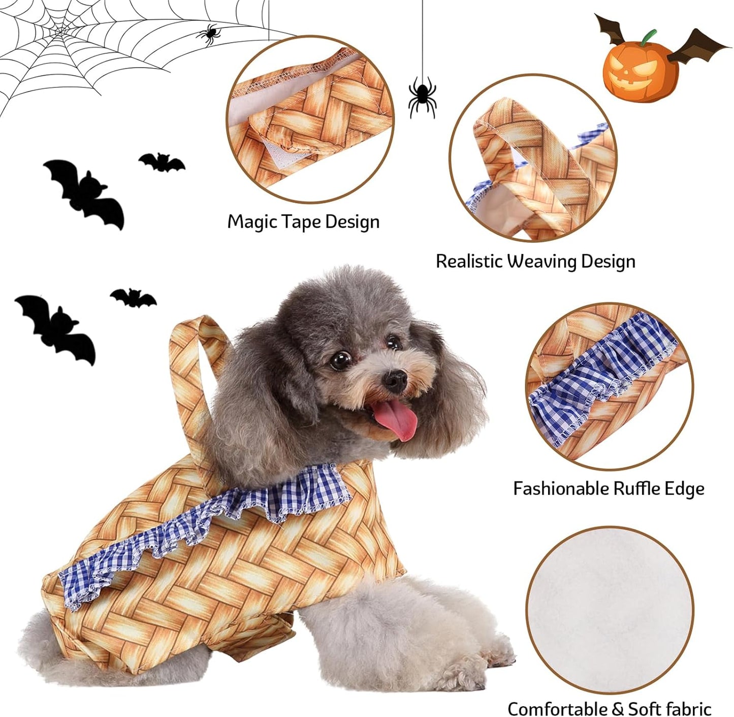 Basket Halloween Dog Cosplay Costume Dog Halloween Costume Pet Basket Costumes, Pet Winter Apparel Cat Clothes for Puppy Small Medium Dogs