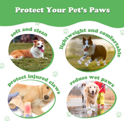 20pcs Disposable Dogs Cats Pets Shoes Boots Paws Protectors Stop Licking, Waterproof Dog Foot Claws Cover with Self-Adhesive Bandage, Comfortable Pet Socks for Injured Paws Recovery (Large 15-50 lb)