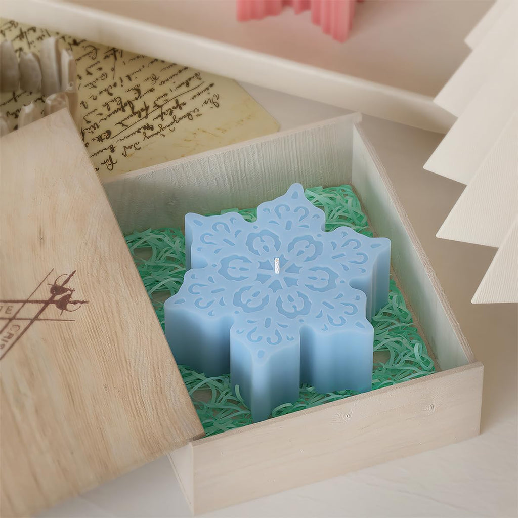 1 Pcs Snowflake Silicone Molds 2-Cavity Snowflake Candle Molds Christmas Snowflake Design for Soap Candle Ice Cubes Chocolates Bath Bomb Home Dacorations Xmas Crafts