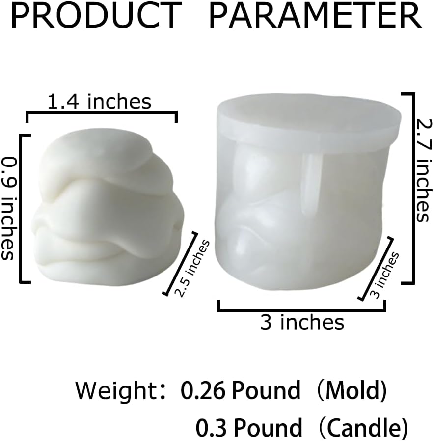 (NO Candles Included) Decorative Pillar Candle Making Molds Set, Textured Wave Pattern, White, Melting Shape,2 Pieces Pack