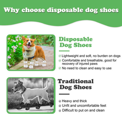 20pcs Disposable Dogs Cats Pets Shoes Boots Paws Protectors Stop Licking, Waterproof Dog Foot Claws Cover with Self-Adhesive Bandage, Comfortable Pet Socks for Injured Paws Recovery (Large 15-50 lb)