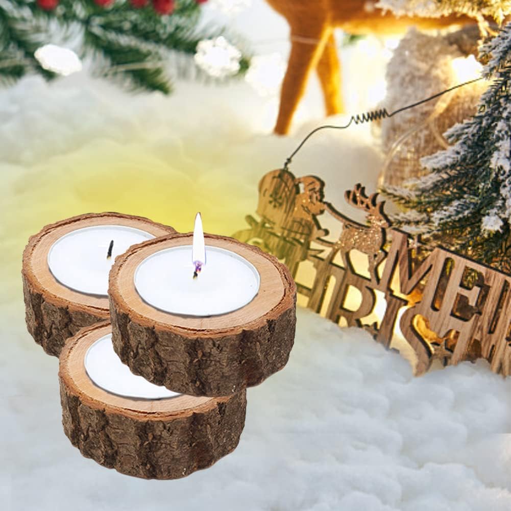 12PCS Wooden Votive Tealight Holder,Rustic Wooden Tealight Candle Holder,Wood Votive Tealights Holder for Wedding, Party, Birthday,Holiday, Home Decoration