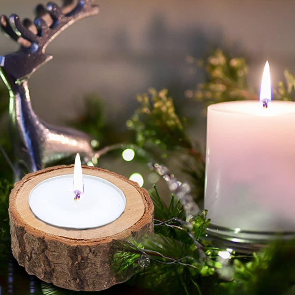 12PCS Wooden Votive Tealight Holder,Rustic Wooden Tealight Candle Holder,Wood Votive Tealights Holder for Wedding, Party, Birthday,Holiday, Home Decoration