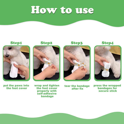 20pcs Disposable Dogs Cats Pets Shoes Boots Paws Protectors Stop Licking, Waterproof Dog Foot Claws Cover with Self-Adhesive Bandage, Comfortable Pet Socks for Injured Paws Recovery (Large 15-50 lb)