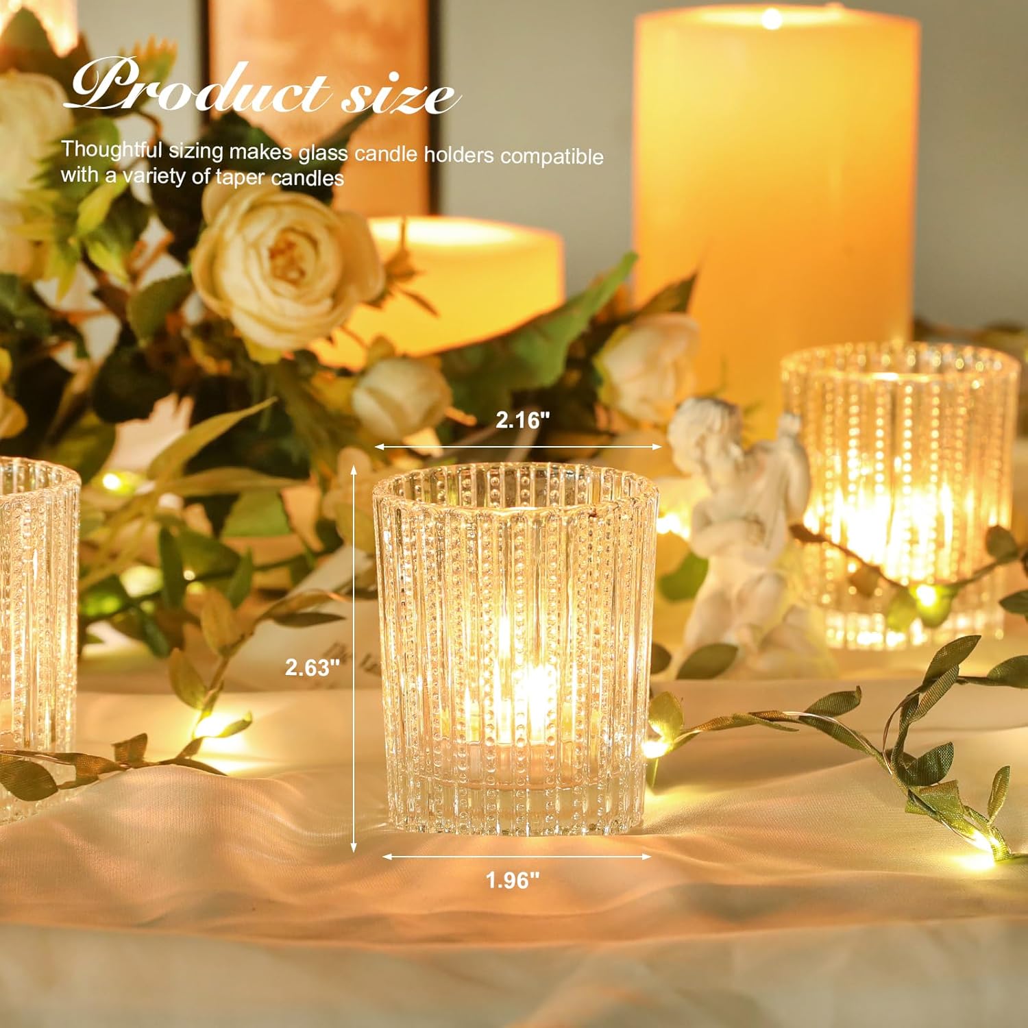 12 Pcs Vintage Glass Votive Candle Holders, Clear Candle Holders for Tea Lights, Floating Candles, Wedding & Party Table Decor, Elegant Centerpieces for Home, Bridal Shower & Christmas Decorations