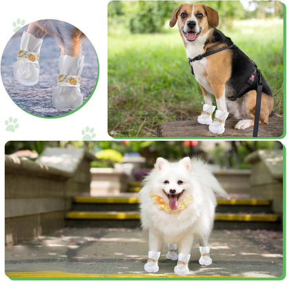 20pcs Disposable Dogs Cats Pets Shoes Boots Paws Protectors Stop Licking, Waterproof Dog Foot Claws Cover with Self-Adhesive Bandage, Comfortable Pet Socks for Injured Paws Recovery (Large 15-50 lb)