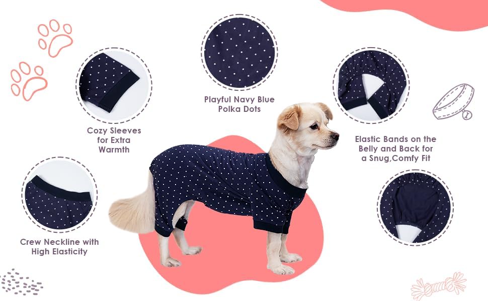 2026 New Cotton Dog Pajamas for Small & Medium Dogs - Soft Pet Onesie, Comfy Puppy Coat with Various Prints, Cute Pet Apparel for Dogs Blue Santa Medium