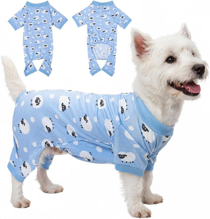 2026 New Cotton Dog Pajamas for Small & Medium Dogs - Soft Pet Onesie, Comfy Puppy Coat with Various Prints, Cute Pet Apparel for Dogs Blue Santa Medium