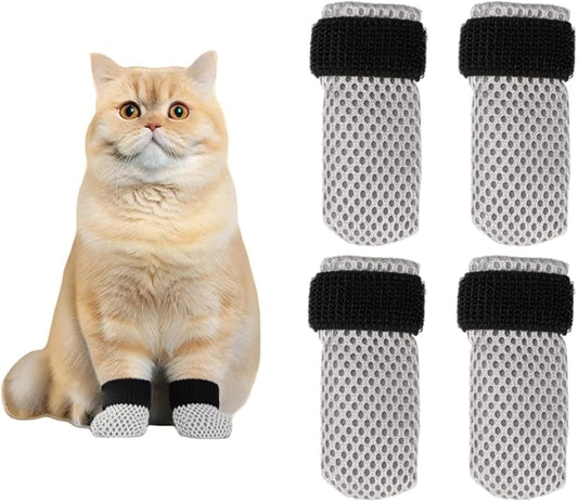 4 PCS Socks to Prevent Licking Paws Cat Claw Caps Booties and Paw Protectors for Hardwood Floors Anti Slip Hot Pavement Grippy Senior Grip Boot Zapatos para Perros Scratching Small Cats Mittens Shoes