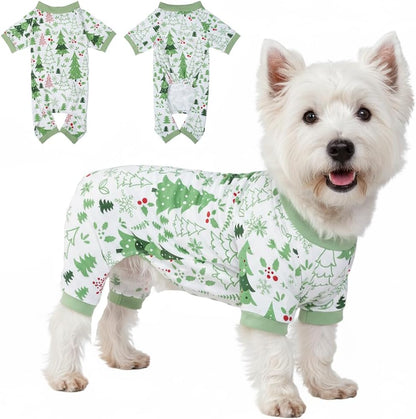 2026 New Cotton Dog Pajamas for Small & Medium Dogs - Soft Pet Onesie, Comfy Puppy Coat with Various Prints, Cute Pet Apparel for Dogs Blue Santa Medium
