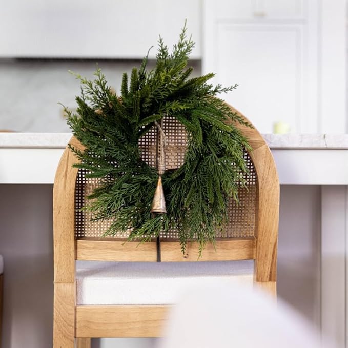 15" Mini Artificial Wreath – Realistic Greenery Candle Ring, Small Decorative Faux Wreath for Table Centerpieces, Doors, or Holiday Displays