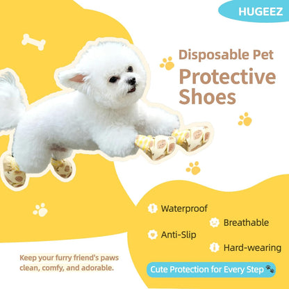 Disposable Dog Booties (20PCS + Adjustable Bandage), Waterproof and Breathable Paw Protectors & Covers for Small Medium & Large Dogs & Cats, Wound Care, Recovery & Prevent Licking Pet Shoes (Medium)