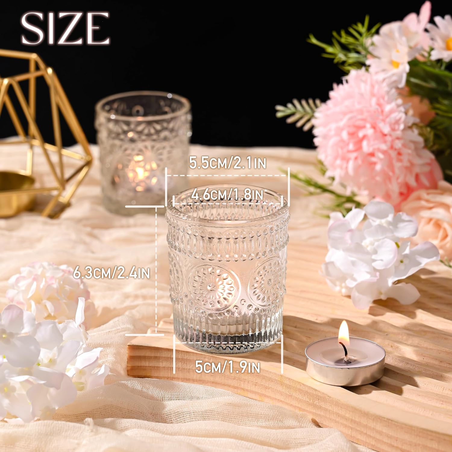 12 Pack Clear Votive Candle Holders Bulk, 3 Patterns Tealight Candle Holder for Wedding Table Centerpiece, Home Table Decor, Birthday, Party Decoration, Bridal Shower