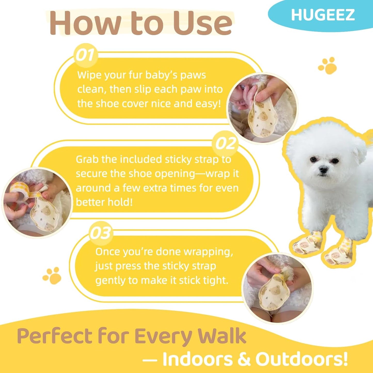 Disposable Dog Booties (20PCS + Adjustable Bandage), Waterproof and Breathable Paw Protectors & Covers for Small Medium & Large Dogs & Cats, Wound Care, Recovery & Prevent Licking Pet Shoes (Medium)