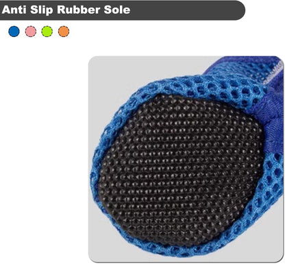 4PCS Small Dog Shoes, Breathable Mesh Boots,Summer Breathable Dog Boots Nonslip Sole Paw Protector for Small Medium Dogs (Blue, L)