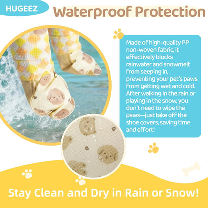 Disposable Dog Booties (20PCS + Adjustable Bandage), Waterproof and Breathable Paw Protectors & Covers for Small Medium & Large Dogs & Cats, Wound Care, Recovery & Prevent Licking Pet Shoes (Medium)