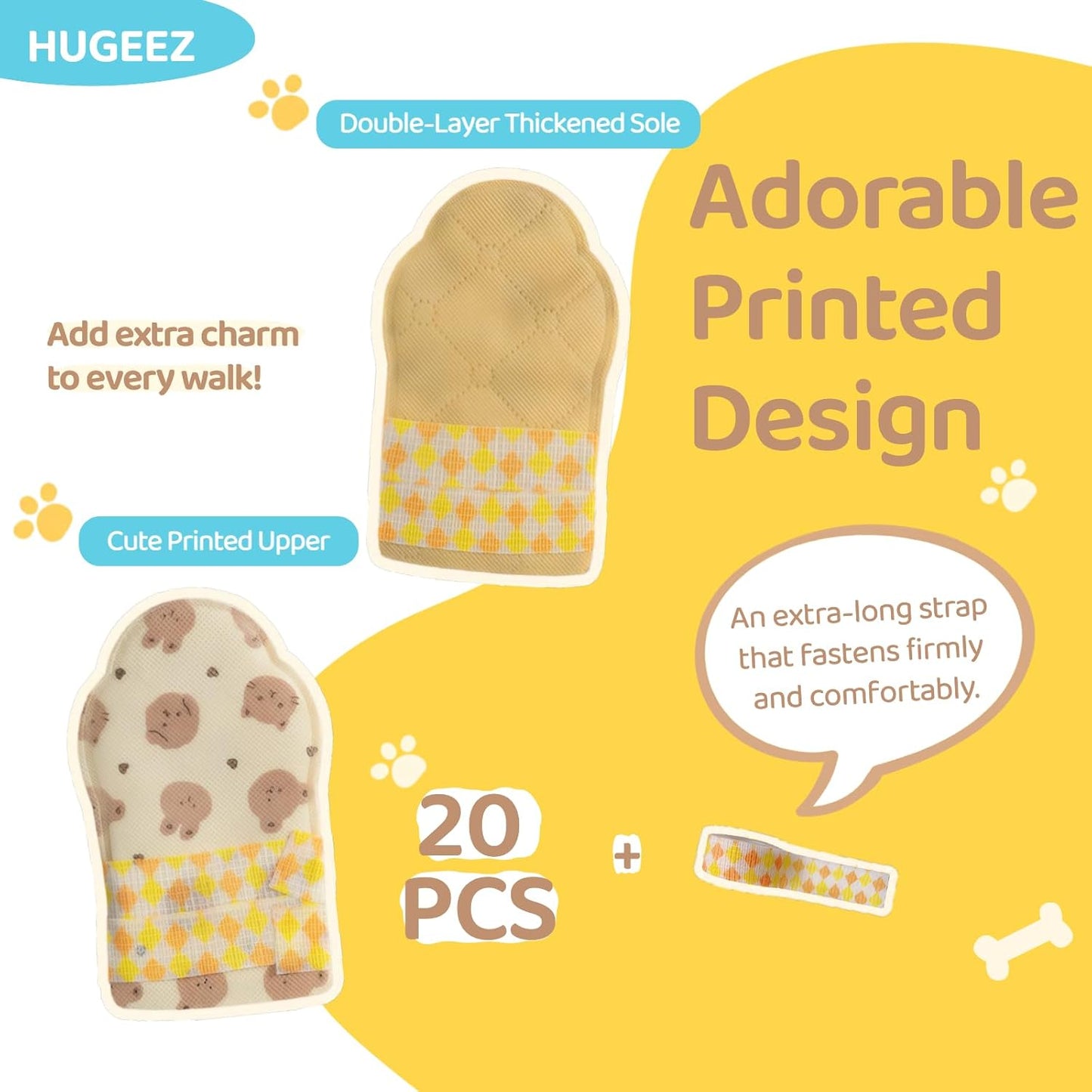 Disposable Dog Booties (20PCS + Adjustable Bandage), Waterproof and Breathable Paw Protectors & Covers for Small Medium & Large Dogs & Cats, Wound Care, Recovery & Prevent Licking Pet Shoes (Medium)