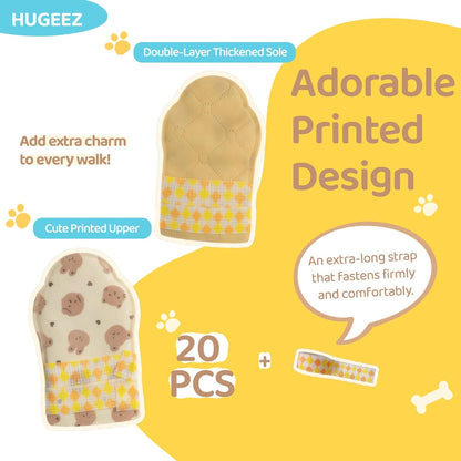 Disposable Dog Booties (20PCS + Adjustable Bandage), Waterproof and Breathable Paw Protectors & Covers for Small Medium & Large Dogs & Cats, Wound Care, Recovery & Prevent Licking Pet Shoes (Medium)