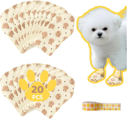 Disposable Dog Booties (20PCS + Adjustable Bandage), Waterproof and Breathable Paw Protectors & Covers for Small Medium & Large Dogs & Cats, Wound Care, Recovery & Prevent Licking Pet Shoes (Medium)