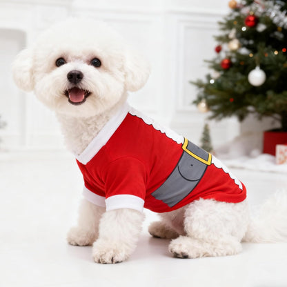 2 Pack Christmas Dog Shirts Santa Elf Print Christmas Outfit Santa Costume Pet Apparel for Small Dogs and Cats (Medium)