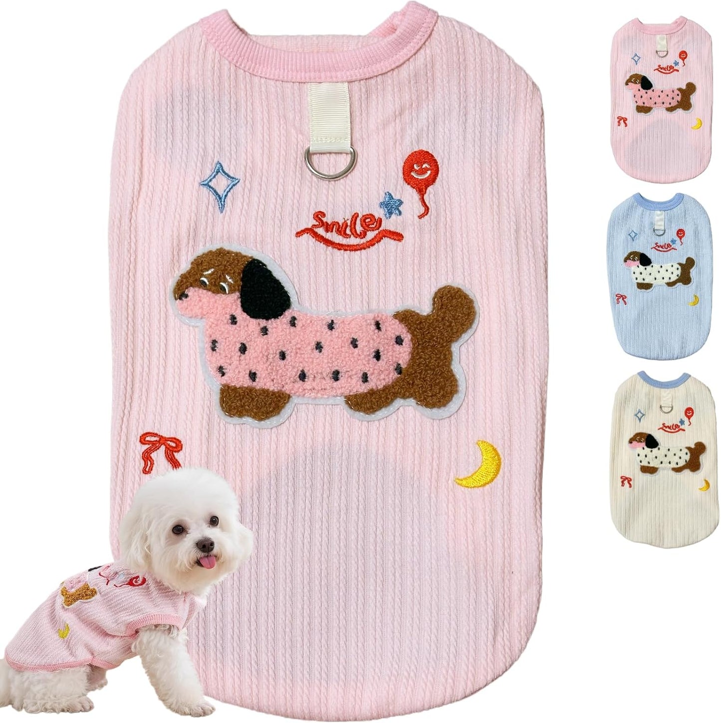 Cute Pet Apparel Cotton Dog Clothes All Season Sleeveless Puppy Kitten Pullover Soft Skin-Friendly (Beige, M (5.5-8.8lbs))