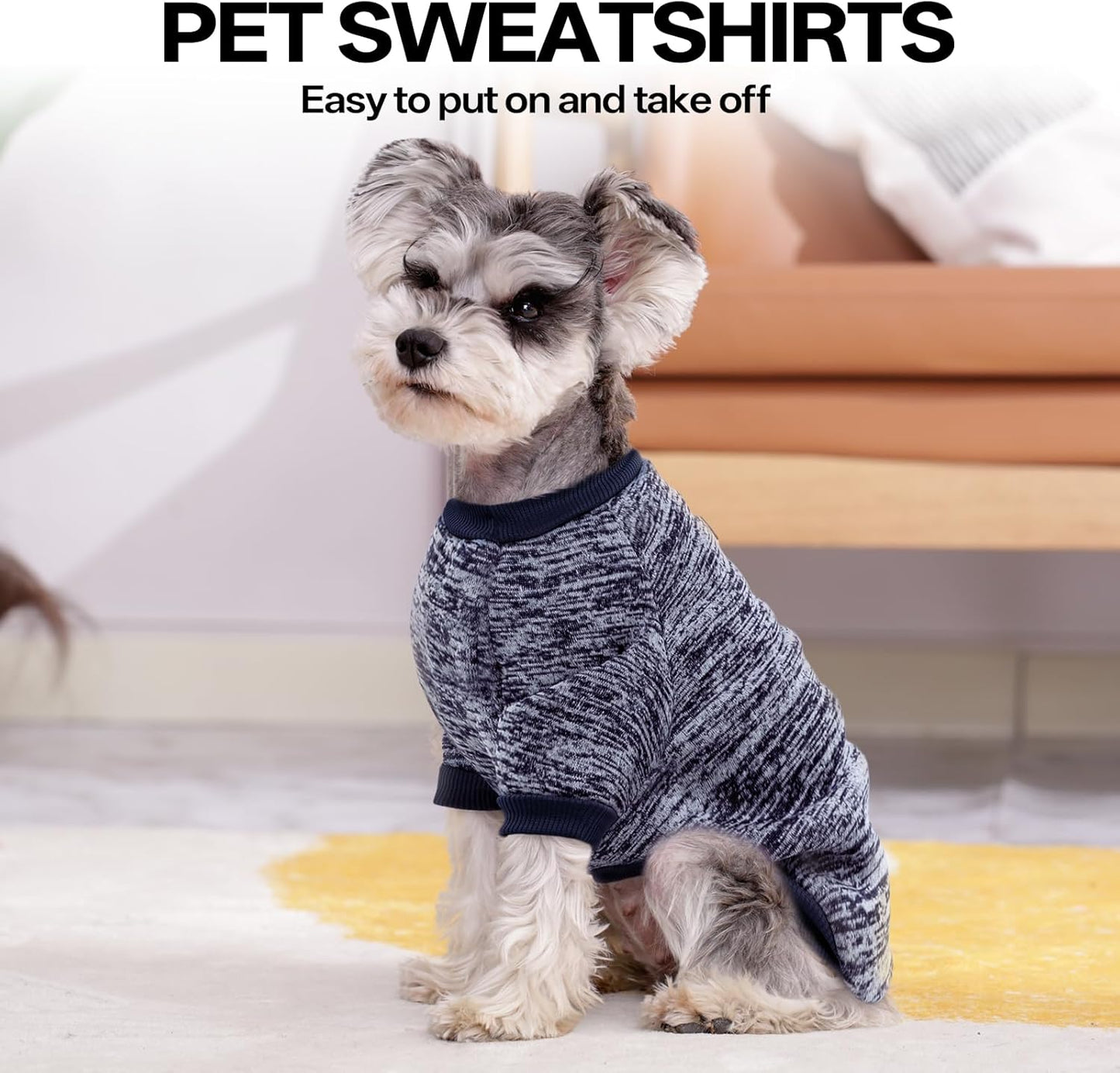 2 Pack Dog Sweater for Small Dogs, Turtleneck Dog Sweatshirt Puppy Fleece Sweaters Winter Clothes for Small Dogs Cats Boy or Girl, Warm Soft Pet Outfit for Puppies, Cat Apparel, Blue+Grey,L