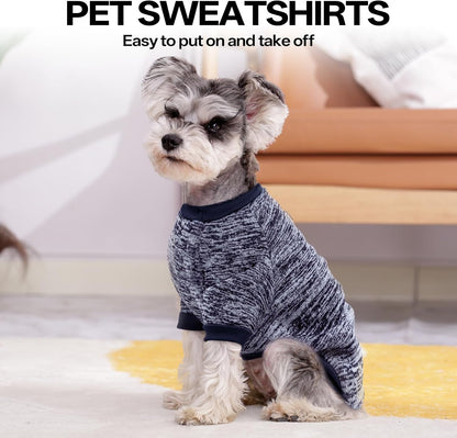 2 Pack Dog Sweater for Small Dogs, Turtleneck Dog Sweatshirt Puppy Fleece Sweaters Winter Clothes for Small Dogs Cats Boy or Girl, Warm Soft Pet Outfit for Puppies, Cat Apparel, Blue+Grey,L