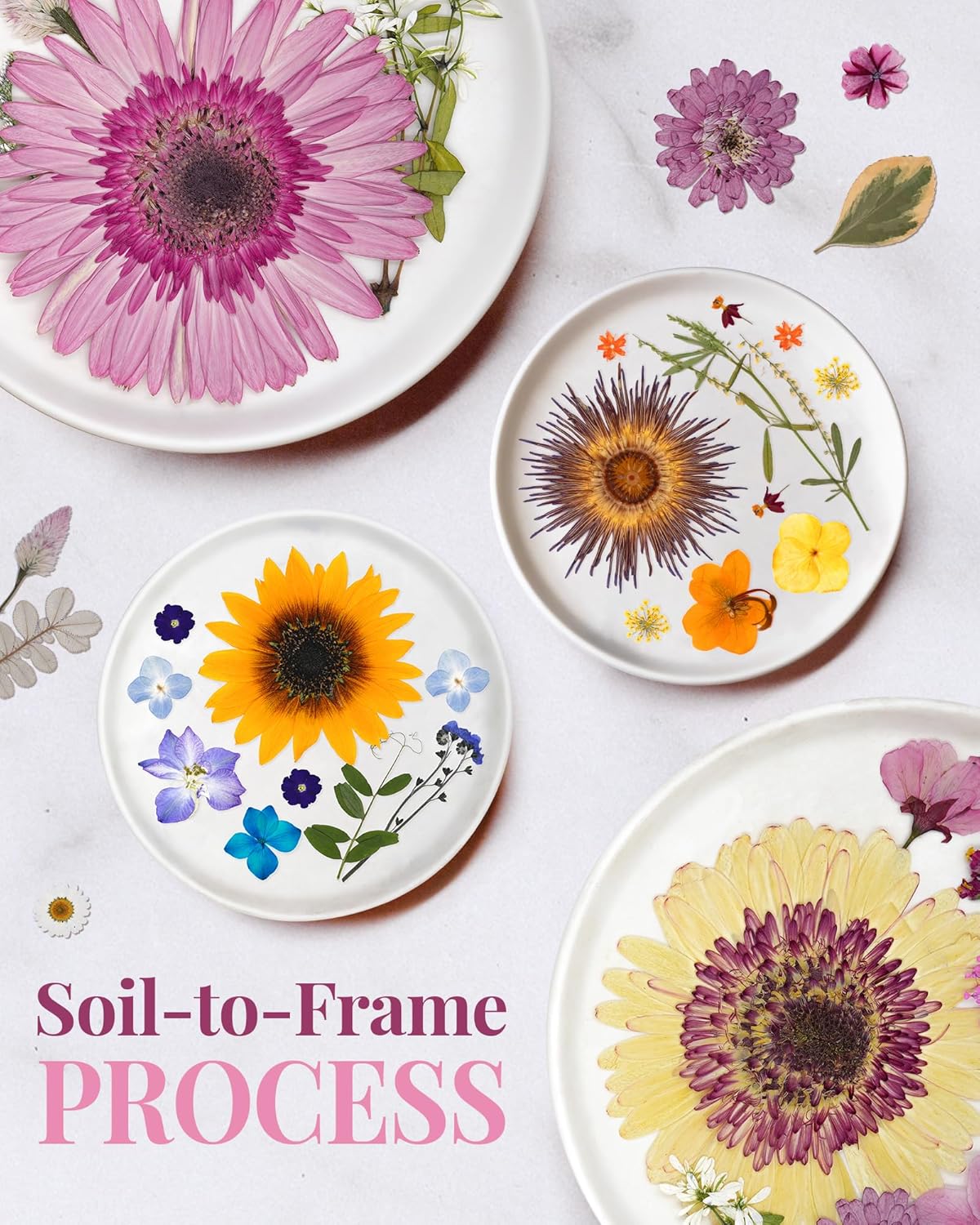 1 Pack Big Dried Pressed Flowers for Resin Molds,Real Natural Bulk Dry Floral Leaves, Dried Flowers for Crafts,Scrapbooking DIY Art,Epoxy Jewelry, Candle, Soap Making,Pressed Flower Art，White Pink