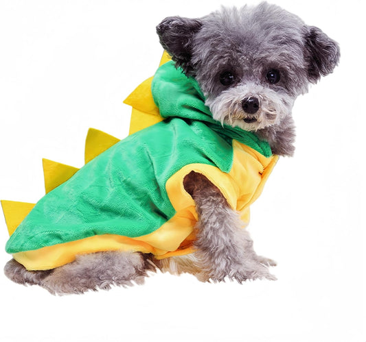 Dog Dinosaur Costume, Pet Outfit Clothes Hoodie with Spiked Design, Funny Pet Halloween Apparel for Small Medium Dogs Cats,L