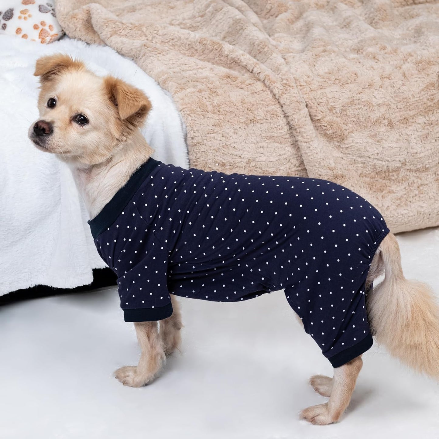 2026 New Cotton Dog Pajamas for Small & Medium Dogs - Soft Pet Onesie, Comfy Puppy Coat with Various Prints, Cute Pet Apparel for Dogs Blue Santa Medium