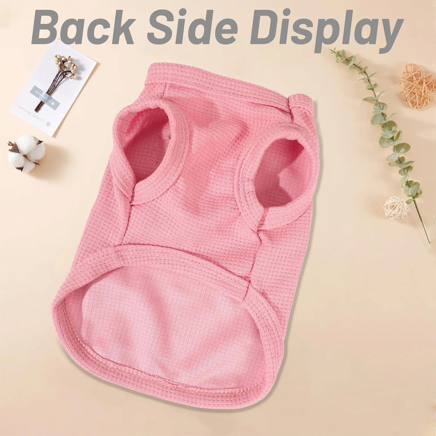 Dog Shirt Sleeveless Puppy Tank Top Designed Fog Small Dog Breeds Like Yorkie & Puppies, Waffle Fabric, 2-Pack Cute Pet Apparel, Pink and Purple XXS