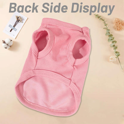 Dog Shirt Sleeveless Puppy Tank Top Designed Fog Small Dog Breeds Like Yorkie & Puppies, Waffle Fabric, 2-Pack Cute Pet Apparel, Pink and Purple XXS