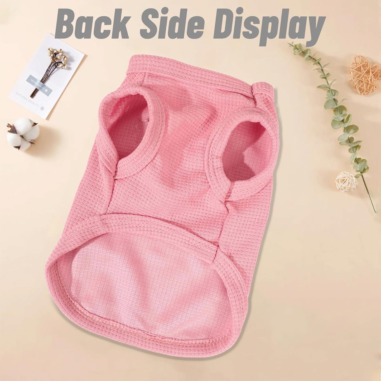 Dog Shirt Sleeveless Puppy Tank Top Designed Fog Small Dog Breeds Like Yorkie & Puppies, Waffle Fabric, 2-Pack Cute Pet Apparel, Pink and Purple XXS