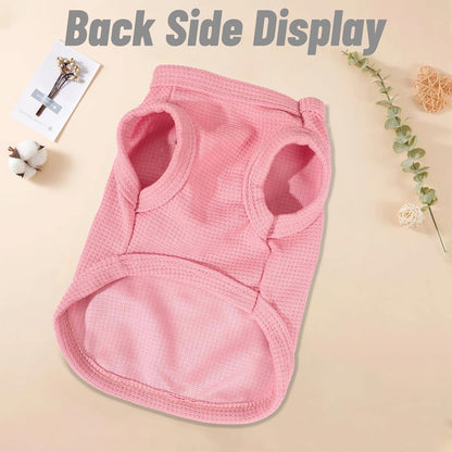 Dog Shirt Sleeveless Puppy Tank Top Designed Fog Small Dog Breeds Like Yorkie & Puppies, Waffle Fabric, 2-Pack Cute Pet Apparel, Pink and Purple XXS