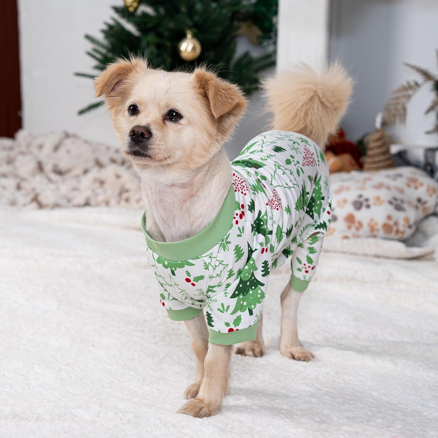 2026 New Cotton Dog Pajamas for Small & Medium Dogs - Soft Pet Onesie, Comfy Puppy Coat with Various Prints, Cute Pet Apparel for Dogs Blue Santa Medium
