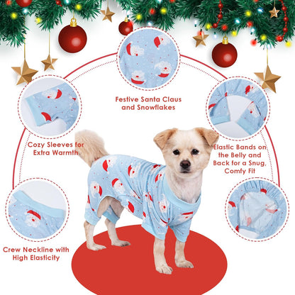 2026 New Cotton Dog Pajamas for Small & Medium Dogs - Soft Pet Onesie, Comfy Puppy Coat with Various Prints, Cute Pet Apparel for Dogs Blue Santa Medium
