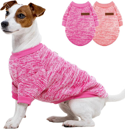 2 Pack Dog Sweater for Small Dogs, Turtleneck Dog Sweatshirt Puppy Fleece Sweaters Winter Clothes for Small Dogs Cats Boy or Girl, Warm Soft Pet Outfit for Puppies, Cat Apparel, Blue+Grey,L