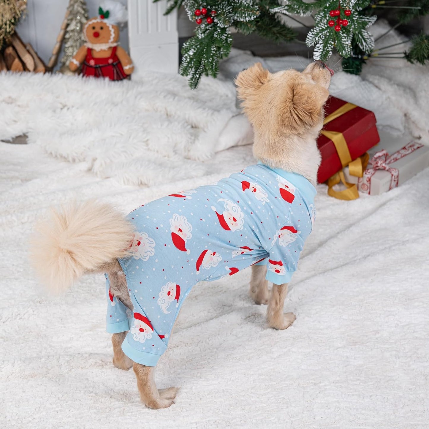 2026 New Cotton Dog Pajamas for Small & Medium Dogs - Soft Pet Onesie, Comfy Puppy Coat with Various Prints, Cute Pet Apparel for Dogs Blue Santa Medium