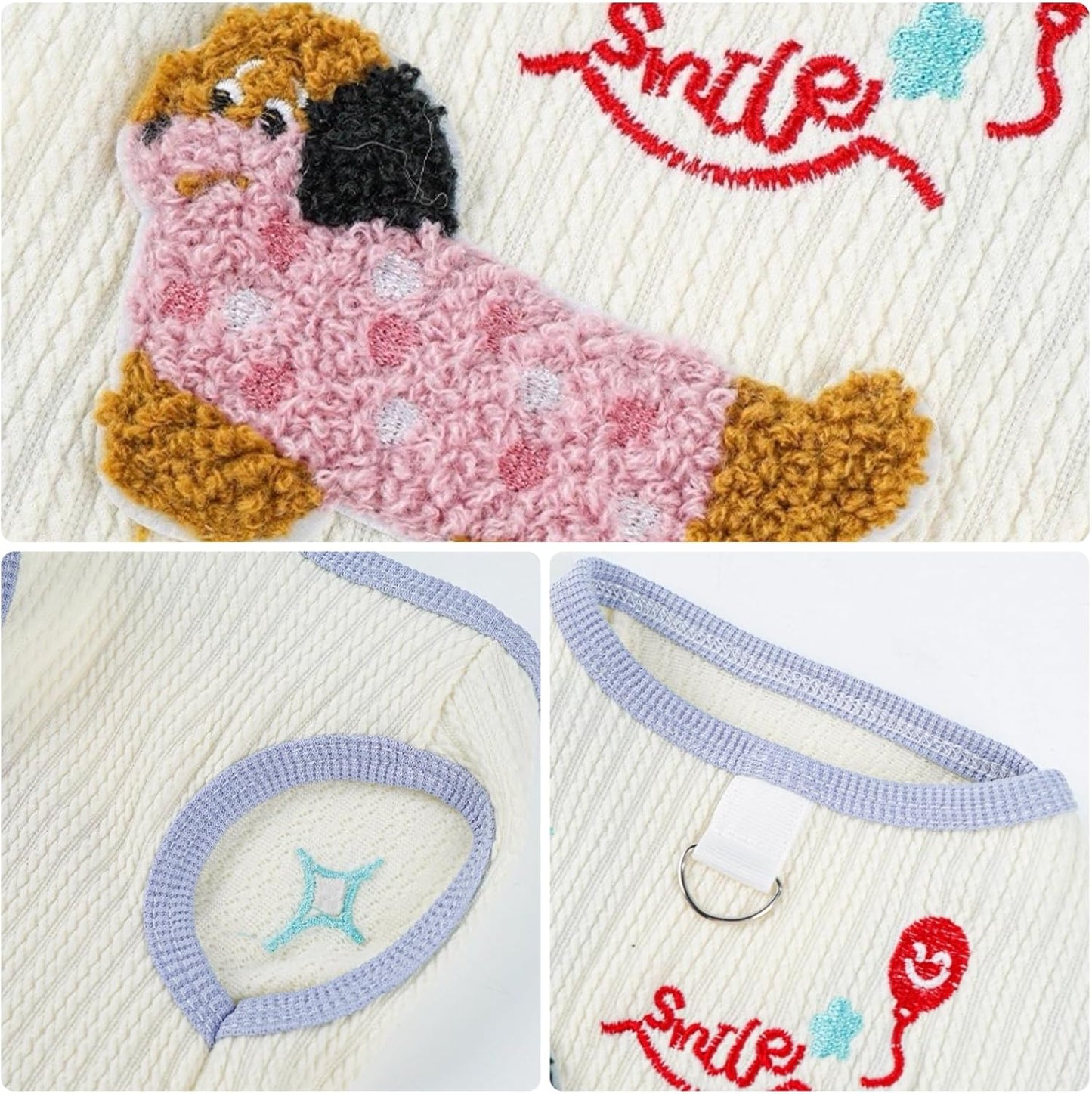 Cute Pet Apparel Cotton Dog Clothes All Season Sleeveless Puppy Kitten Pullover Soft Skin-Friendly (Beige, M (5.5-8.8lbs))