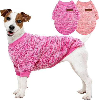 2 Pack Dog Sweater for Small Dogs, Turtleneck Dog Sweatshirt Puppy Fleece Sweaters Winter Clothes for Small Dogs Cats Boy or Girl, Warm Soft Pet Outfit for Puppies, Cat Apparel, Blue+Grey,L