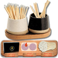 * MATCHES INCLUDED * | Ceramic Match Holder with Tray | 2 Piece Gift Set w Decorative Box | Cute Candle or Kitchen Wooden Matchstick Display w Striker (Ebony & White)